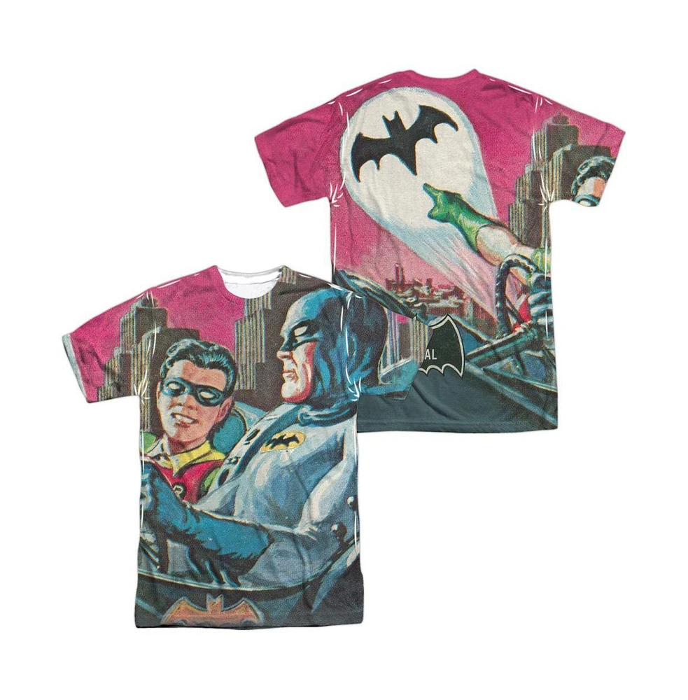 Batman Men's Classic Tv Bat Signal (Front/Back Print) Short Sleeve Adult Poly Crew Tee / T-Shirt