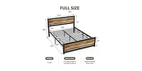 Slickblue Industrial Platform Bed Frame with Wood Panel Headboard Footboard