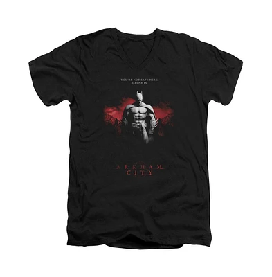 Batman Men's Arkham City Standing Strong Short Sleeve Adult V Neck Tee / T-Shirt