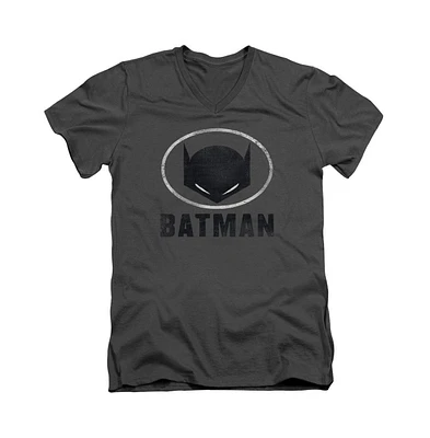 Batman Men's Mask In Oval Short Sleeve Adult V Neck Premium Cotton Tee / T-Shirt