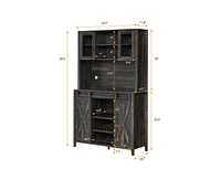 gaomon 70" Tall Farmhouse Coffee Bar Cabinet, Sliding Barn Doors Wine Bar Cabinet with Storage Shelves