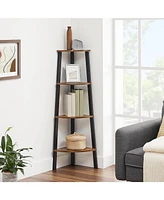 Slickblue Narrow 3-Shelf Corner Shelving Unit Plant Stand Bookcase in Wood