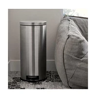 Slickblue 8-Gallon Round Stainless Steel Step Trash Can for Kitchen, Bathroom, and Home Office