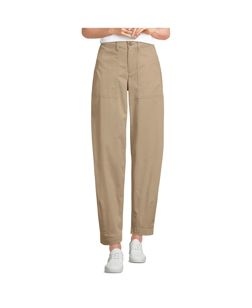 Lands' End Women's Chino High Rise Barrel Leg Utility Ankle Pants