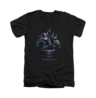 Batman V Superman Men's Team Up Short Sleeve Adult V Neck Premium Cotton Tee / T-Shirt