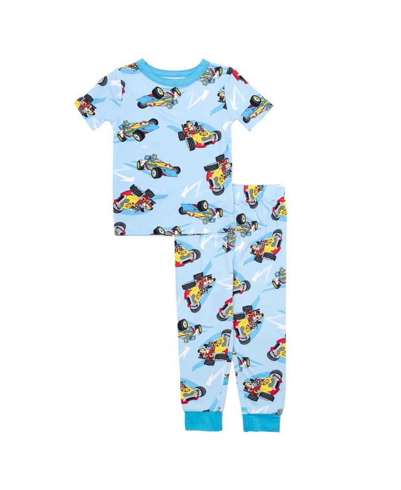 Mickey Mouse Toddler Boys Short Sleeve Tee and Open Leg Pant, 2-Piece Pajama Set