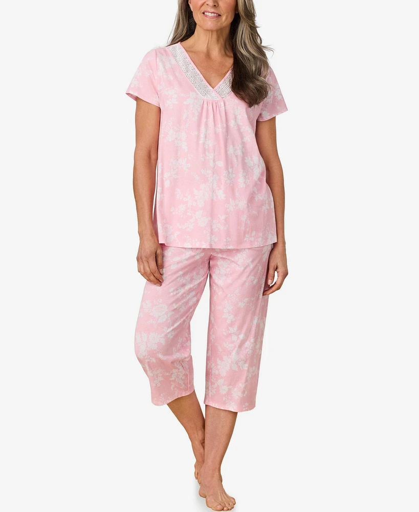 Aria Women's Short Sleeve Capri Pajama Sets