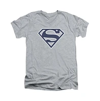 Superman Men's Navy & Shield Short Sleeve Adult V Neck Tee / T-Shirt