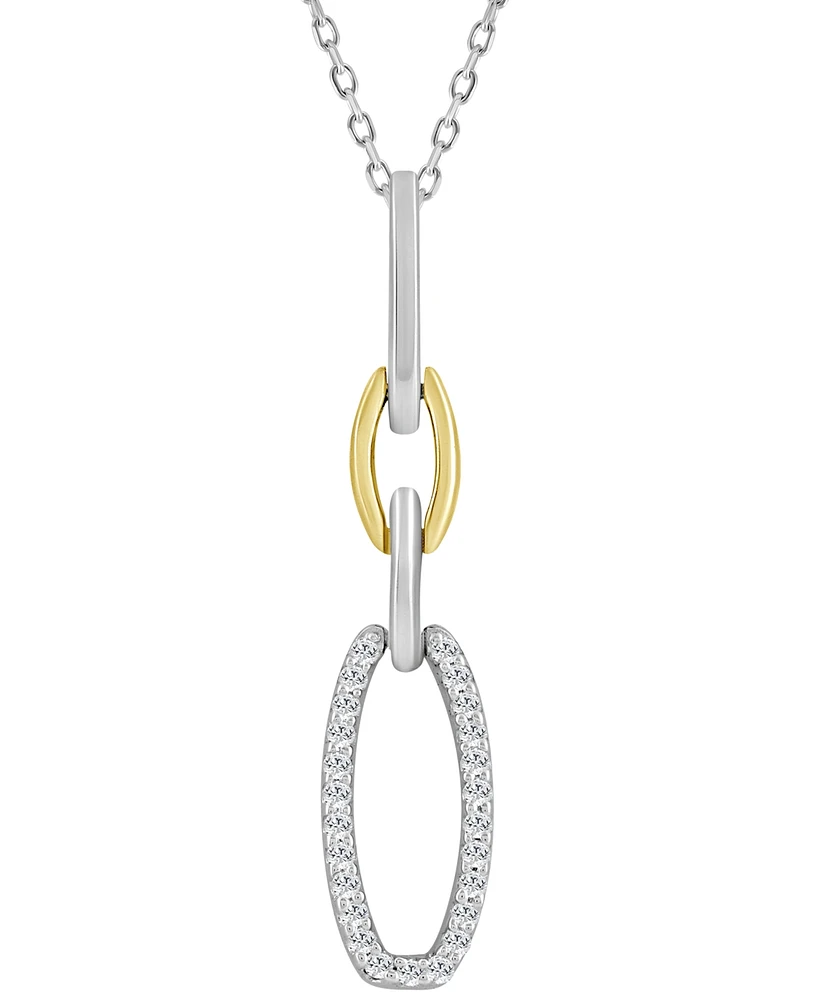 Diamond Oval Link Pendant Necklace (1/10 ct. t.w.) in Sterling Silver & 10k Gold