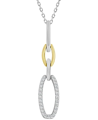 Diamond Oval Link Pendant Necklace (1/10 ct. t.w.) in Sterling Silver & 10k Gold