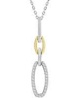 Diamond Oval Link Pendant Necklace (1/10 ct. t.w.) in Sterling Silver & 10k Gold