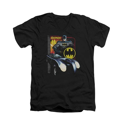 Batman Men's Bat Racing Short Sleeve Adult V Neck Tee / T-Shirt