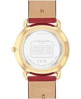 Coach Women's Elliot Red Leather Strap Watch, 36mm