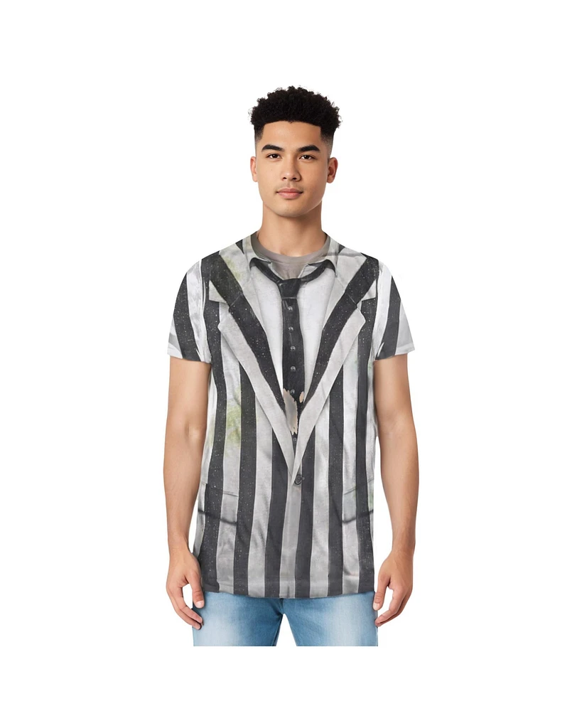 Beetlejuice Men's Suit Short Sleeve Adult Poly Crew Tee / T-Shirt