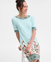 Jm Collection Women's Printed Elbow Sleeve Dress, Exclusively at Macy's