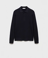 Mango Men's Slim-Fit Rib-Knit Polo Sweater