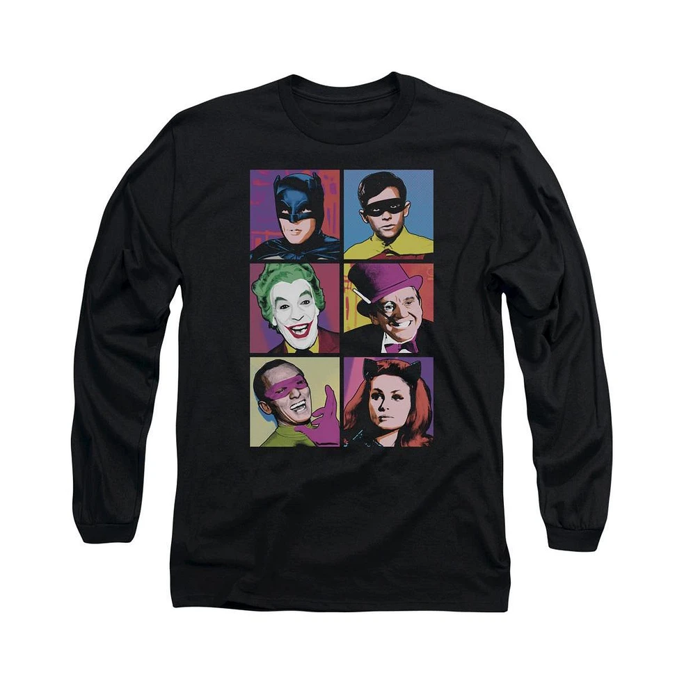 Batman Men's Classic Tv Pop Cast Long Sleeve Adult Tee / T-Shirt