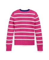 Polo Ralph Lauren Big Girls Striped Mini-Cable Cotton Cardigan