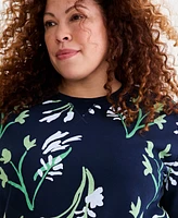 Style & Co Plus Printed Fleece Sweatshirt, Exclusively at Macy's