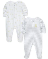 Little Me Baby 2-Pk. Ducks Cotton Footed Coveralls