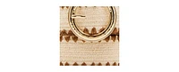 Steve Madden Women's Round-Buckle Raffia Stretch Belt
