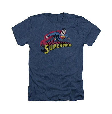 Superman Men's Flying Over Adult Heather Tee / T-Shirt