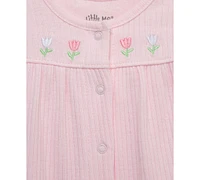 Little Me Baby Girls Tulips Cotton Cardigan, Hat & Footed Pants, 3 Piece Set