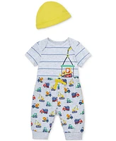 Little Me Baby Boys Construction Cotton Bodysuit, Hat & Pants, 3 Piece Set