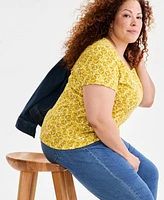 Style & Co Plus Size Printed Scoop-Neck Tee, Exclusively at Macy's