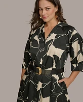 Donna Karan New York Plus Printed Belted Shirtdress