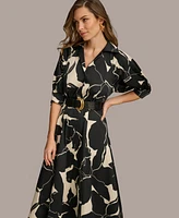 Donna Karan New York Petite Printed Belted Shirtdress