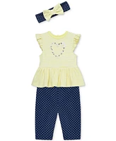 Little Me Baby Girls Cotton Daisy Skirted Bodysuit, Leggings & Headband, 3 Piece Set