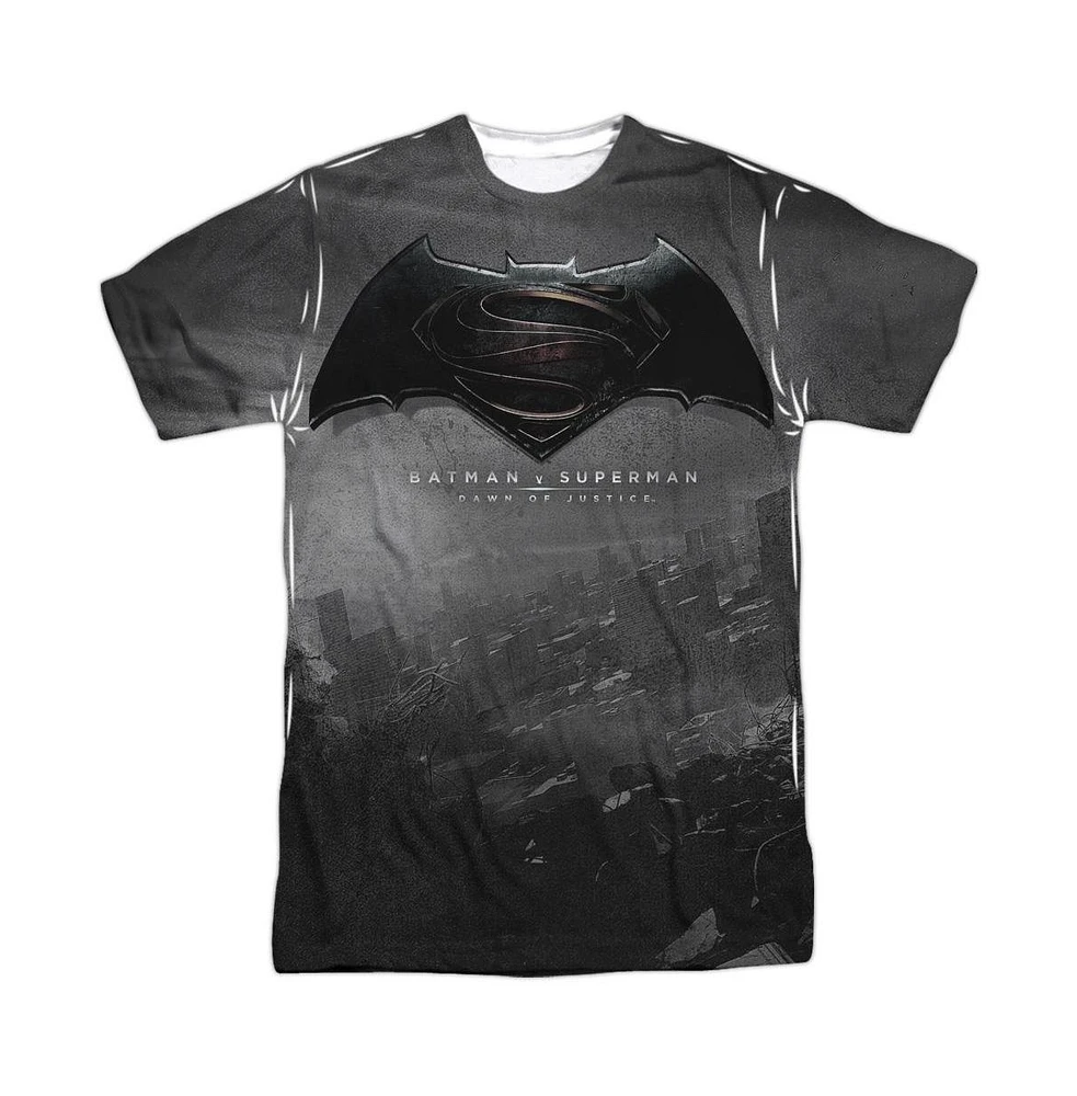 Batman V Superman Men's Logo City Short Sleeve Adult Poly Crew Tee / T-Shirt