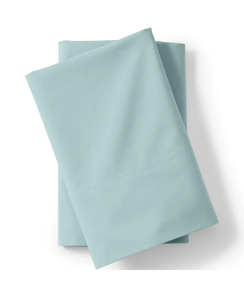 Lands' End Supima Cotton No Iron Sateen Embroidered Pillowcases - 400 thread count