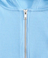 With Jules Big Girls Hooded Waffle Zip-Up Hoodie