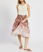 En Saison Women's Monet Printed Pull-On Midi Skirt