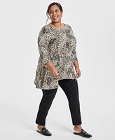 Jm Collection Plus Printed Scoop-Neck Tunic, Exclusively at Macy's