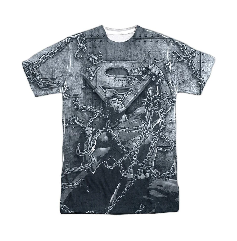 Superman Men's Breaking Free Short Sleeve Adult Poly Crew Tee / T-Shirt