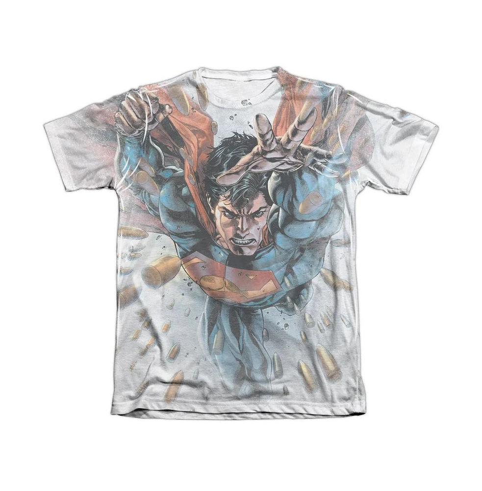Superman Men's Bullets The Sky Adult Poly/Cotton Short Sleeve Tee / T-Shirt
