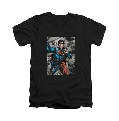 Superman Men's Super Selfie Short Sleeve Adult V Neck Premium Cotton Tee / T-Shirt