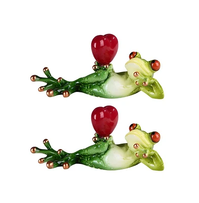 Fc Design "2-pc Set" 6.5"W Lovely Tree Frog with Red Heart Statue Animal Figurine Statue Ornament Home Room Office Decor and Perfect Ideas for Housewa