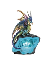 Fc Design "2-pc Set" 6.25"H Purple/Green Dragon Guarding Faux Crystal Cave Statue with Led Light Figurine Statue Ornament Home Room Office Decor and P