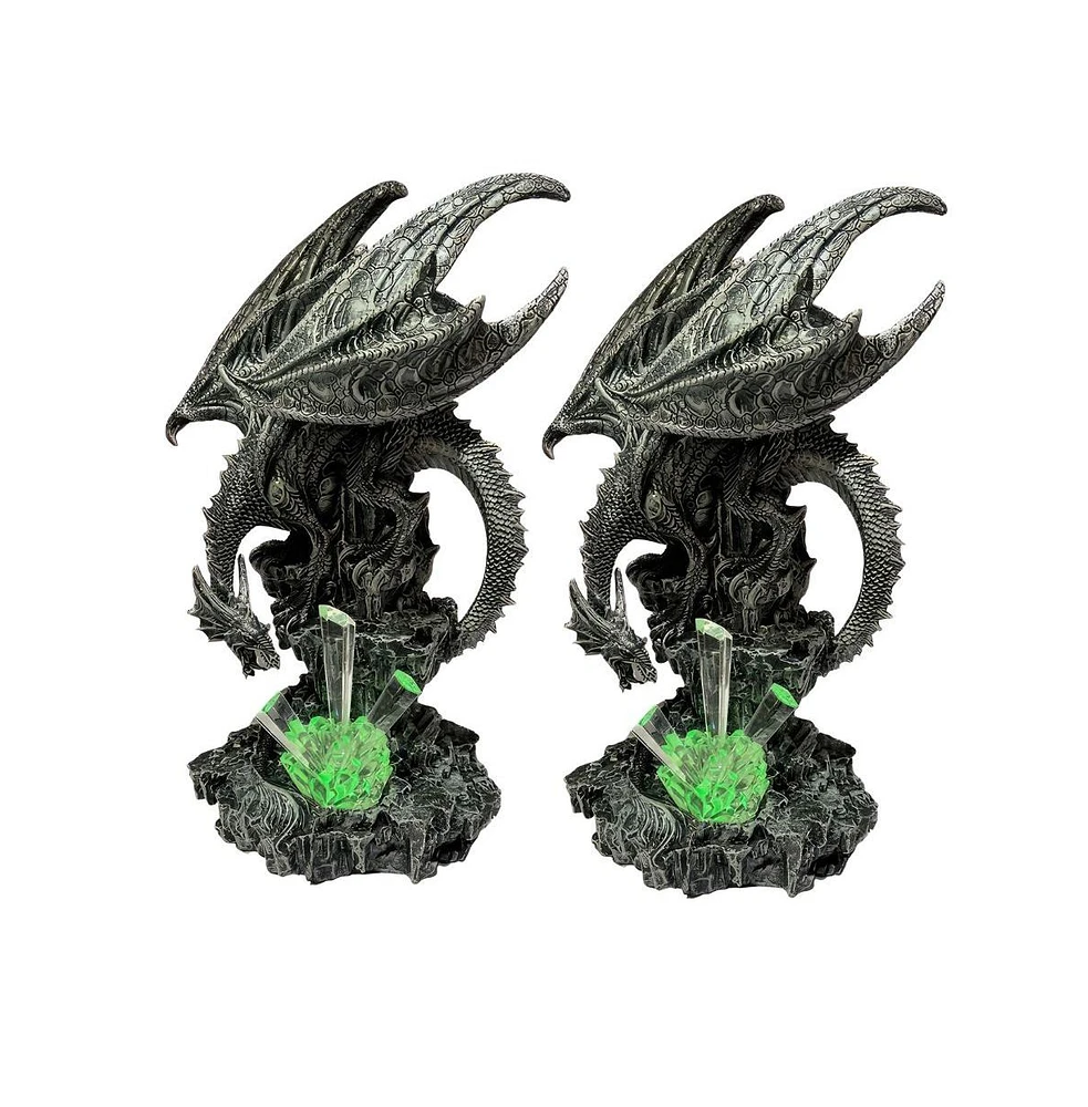 Fc Design "2-pc Set" 12.25"H Led Silver Dragon with Icicle Figurine Statue Ornament Home Room Office Decor and Perfect Ideas for Housewarming, Holiday