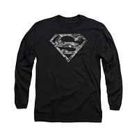 Superman Men's Urban Camo Shield Long Sleeve Adult Tee / T-Shirt