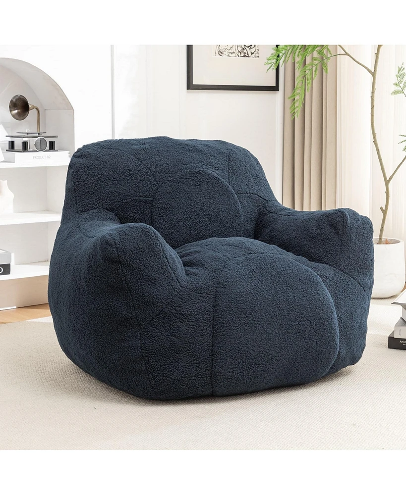 The Pop Home Cozy Bean Bag Chair with Memory Foam Filling, Tufted Faux Fur Sofa-The