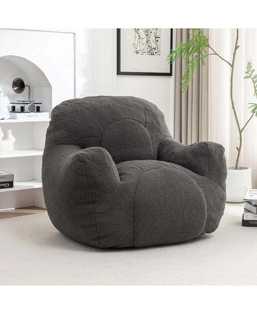 The Pop Home Cozy Bean Bag Chair with Memory Foam Filling, Tufted Faux Fur Sofa-The