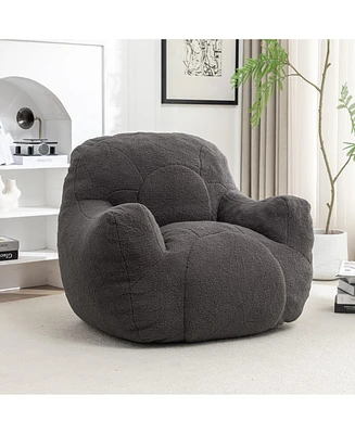 The Pop Home Cozy Bean Bag Chair with Memory Foam Filling, Tufted Faux Fur Sofa-The