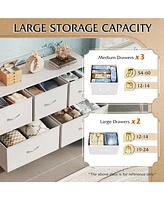 Wlive Dresser for Bedroom with 5 Drawers Wide Chest of Fabric Storage Organizer Unit Bins Closet Living Room Hallway