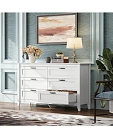 Wlive 6 Drawer Dresser Retro Chest of Drawers with Metal Handle Double Wood for Bedroom Living Room Large Storage Cabinet
