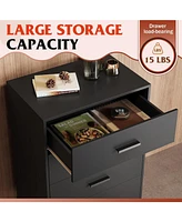 Wlive Dresser for Bedroom with 4 Drawers Nightstand Chest of Tall Sturdy Metal Frame Hallway Living Room Closet